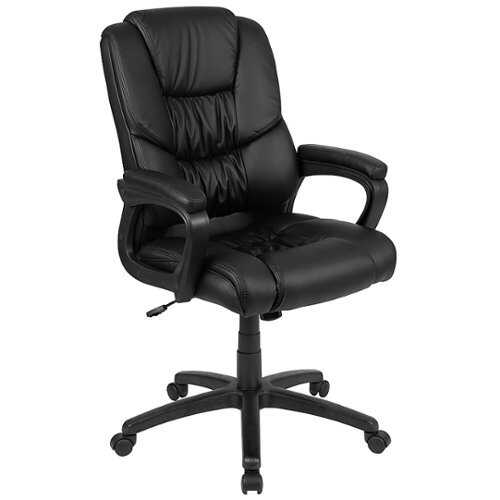 Flash Furniture - Flash Fundamentals Big & Tall 400 lb. Rated LeatherSoft Swivel Office Chair with Padded Arms, BIFMA Certified - Black