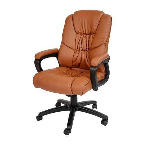 Flash Furniture - Flash Fundamentals Big & Tall 400 lb. Rated LeatherSoft Swivel Office Chair with Padded Arms, BIFMA Certified - Brown