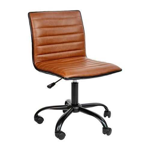 Flash Furniture - Low Back Designer Armless Brown Ribbed Swivel Task Office Chair with Black Frame and Base - Brown Vinyl/Black Frame