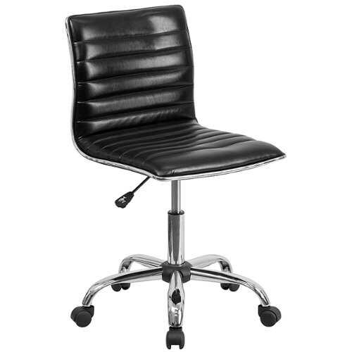 Flash Furniture - Low Back Designer Armless Black Ribbed Swivel Task Office Chair - Black Vinyl/Chrome Frame