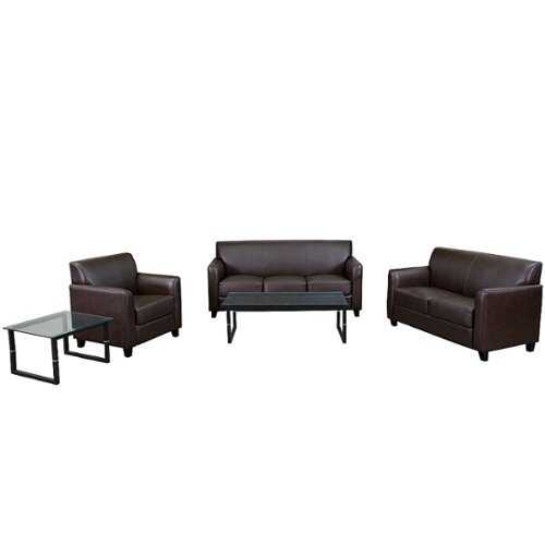 Rent to own Flash Furniture - Hercules Diplomat Contemporary 5-seat Leather/Faux Leather Reception Sofas (5-Piece Set) - Brown