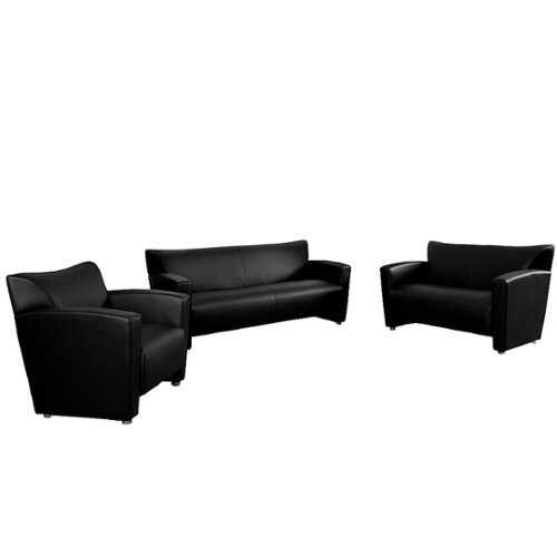 Rent to own Flash Furniture - HERCULES Majesty Contemporary 5-Seat Leather/Faux Leather Reception Sofas (5-Piece Set) - Black