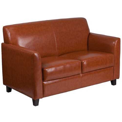 Rent to own Flash Furniture - HERCULES Diplomat Contemporary 2-Seat Leather/Faux Leather Loveseat - Cognac