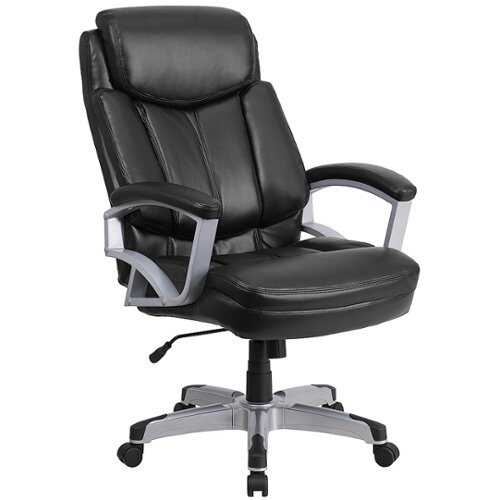 Flash Furniture - HERCULES Series Big & Tall 500 lb. Rated Executive Swivel Ergonomic Office Chair with Arms - Black LeatherSoft