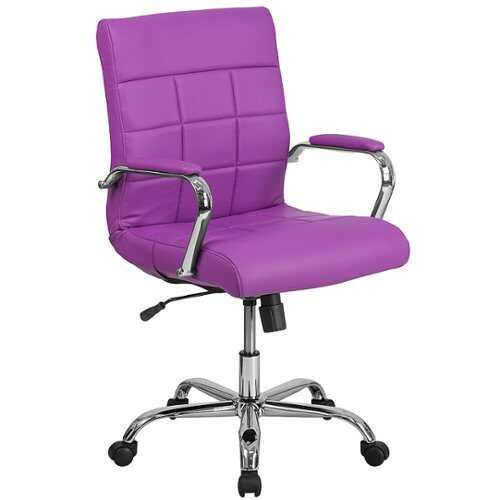 Flash Furniture - Mid-Back Vinyl Executive Swivel Office Chair with Chrome Base and Arms - Purple