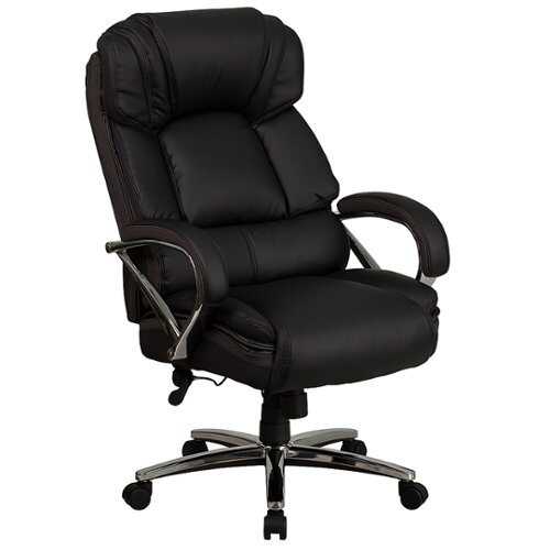Flash Furniture - HERCULES Series Big & Tall 500 lb. Rated LeatherSoft Executive Swivel Ergonomic Office Chair with Chrome Base and Arms - Black