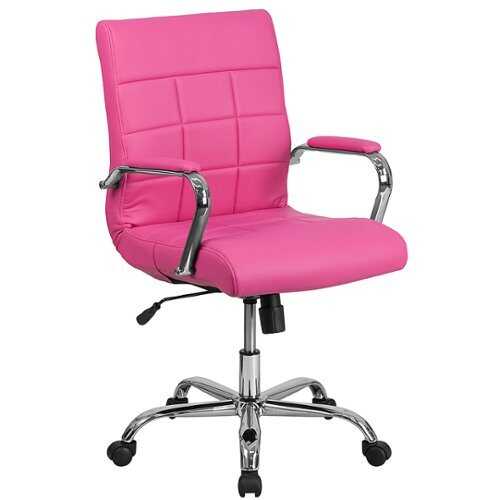 Flash Furniture - Mid-Back Vinyl Executive Swivel Office Chair with Chrome Base and Arms - Pink