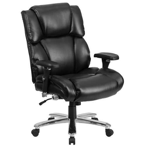 Flash Furniture - HERCULES Series 24/7 Intensive Use Big & Tall 400 lb. Rated Executive Lumbar Ergonomic Office Chair - Black LeatherSoft