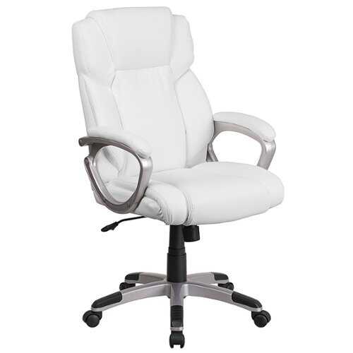 Flash Furniture - Mid-Back LeatherSoftSoft Executive Swivel Office Chair with Padded Arms - White