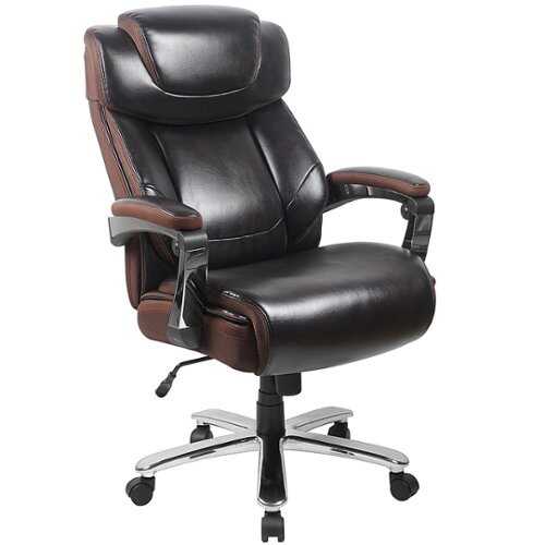 Flash Furniture - Big & Tall Office Chair | LeatherSoft Executive Swivel Office Chair with Headrest and Wheels - Brown