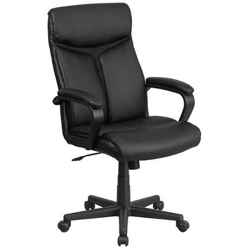 Flash Furniture - High Back LeatherSoft Executive Swivel Office Chair with Slight Mesh Accent and Arms - Black