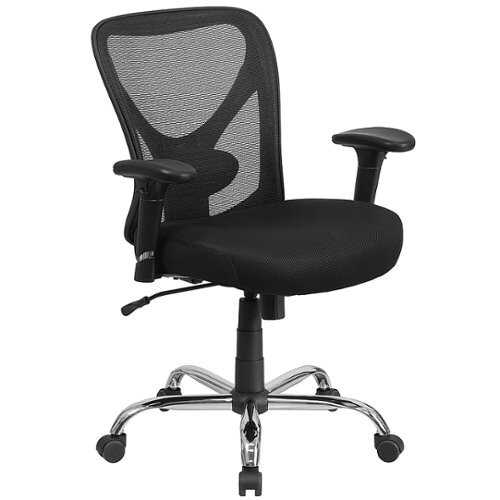 Flash Furniture - Big & Tall Office Chair | Adjustable Height Mesh Swivel Office Chair with Wheels - Black