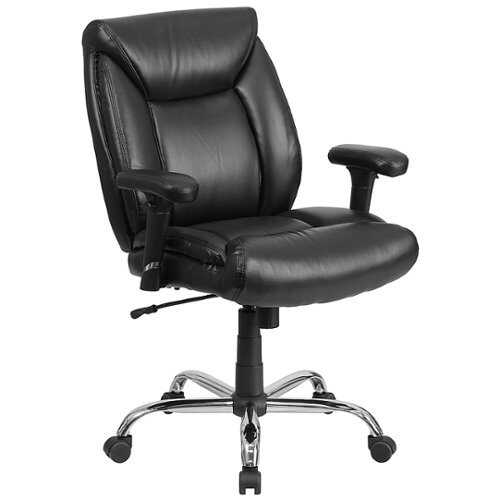 Flash Furniture - HERCULES Series Big & Tall 400 lb. Rated Deep Tufted Ergonomic Task Office Chair with Adjustable Arms - Black LeatherSoft
