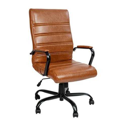 Flash Furniture - High Back Brown LeatherSoft Executive Swivel Office Chair with Black Frame and Arms - Brown LeatherSoft/Black Frame