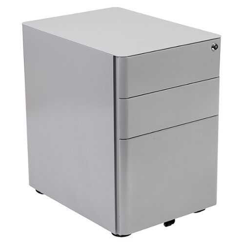 Flash Furniture - Modern 3-Drawer Mobile Locking Filing Cabinet with Anti-Tilt Mechanism and Hanging Drawer for Legal & Letter Files, Gray - Gray