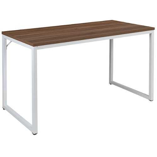 Flash Furniture - Tiverton Industrial Modern Desk - Commercial Grade Office Computer Desk and Home Office Desk - 47" Long (Walnut/White) - Walnut Top/White Frame