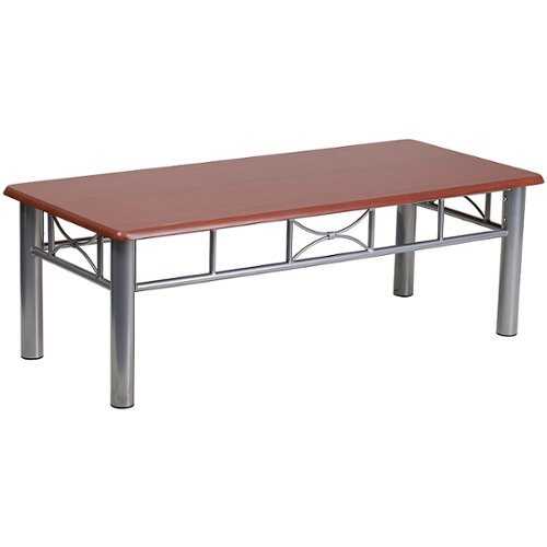 Flash Furniture - Laminate Coffee Table with Silver Steel Frame - Mahogany