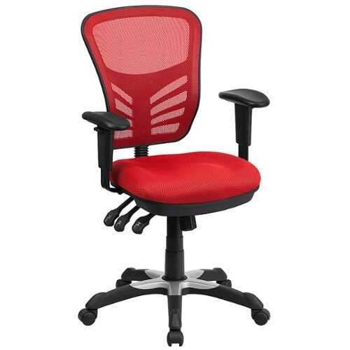 Flash Furniture - Mid-Back Mesh Multifunction Executive Swivel Ergonomic Office Chair with Adjustable Arms - Red