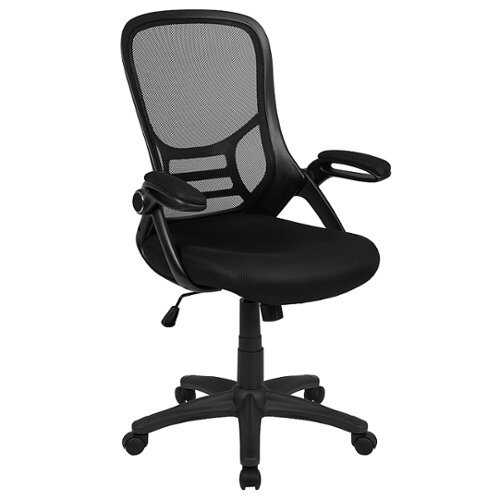 Flash Furniture - High Back Mesh Ergonomic Swivel Office Chair with Black Frame and Flip-up Arms - Black
