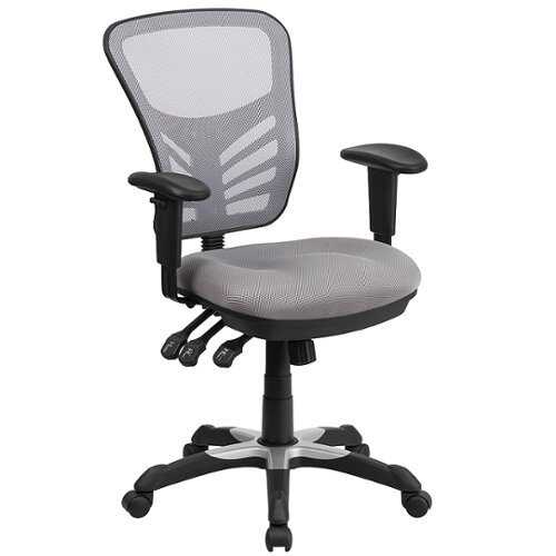 Flash Furniture - Mid-Back Mesh Multifunction Executive Swivel Ergonomic Office Chair with Adjustable Arms - Gray