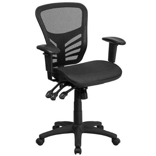 Flash Furniture - Mid-Back Transparent Mesh Multifunction Executive Swivel Ergonomic Office Chair with Adjustable Arms - Black
