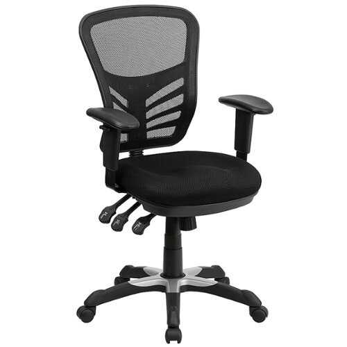 Flash Furniture - Mid-Back Mesh Multifunction Executive Swivel Ergonomic Office Chair with Adjustable Arms - Black