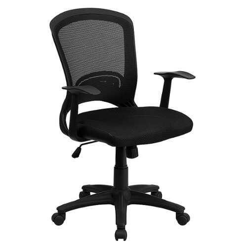 Flash Furniture - Mid-Back Designer Mesh Swivel Task Office Chair with Arms - Black