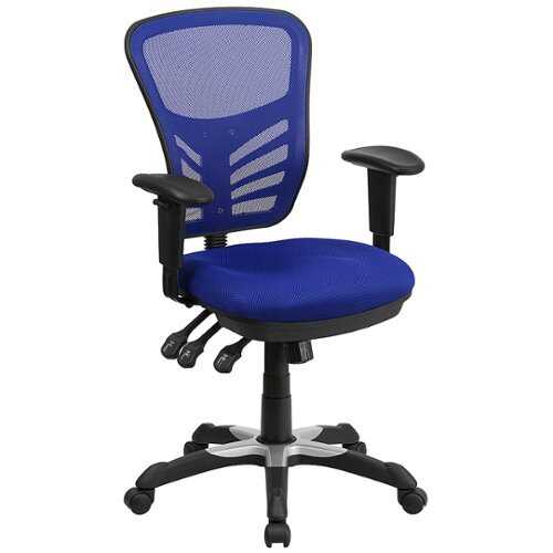 Flash Furniture - Mid-Back Mesh Multifunction Executive Swivel Ergonomic Office Chair with Adjustable Arms - Blue