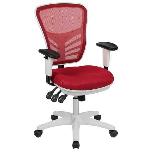 Flash Furniture - Mid-Back Executive Swivel Office Chair - Red Mesh/White Frame