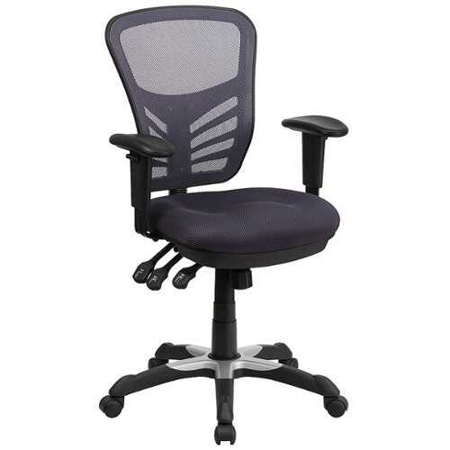 Flash Furniture - Mid-Back Mesh Multifunction Executive Swivel Ergonomic Office Chair with Adjustable Arms - Dark Gray