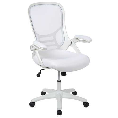 Flash Furniture - High Back Mesh Ergonomic Swivel Office Chair with White Frame and Flip-up Arms - White