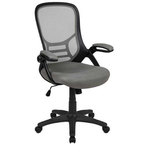 Rent To Own - Flash Furniture - High Back Mesh Ergonomic Swivel Office Chair with Black Frame and Flip-up Arms - Light Gray