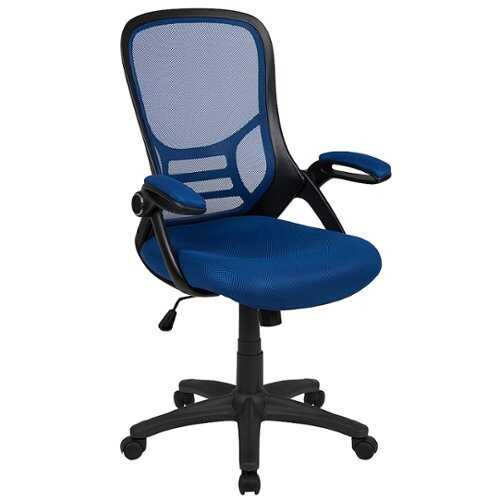 Flash Furniture - High Back Mesh Ergonomic Swivel Office Chair with Black Frame and Flip-up Arms - Blue