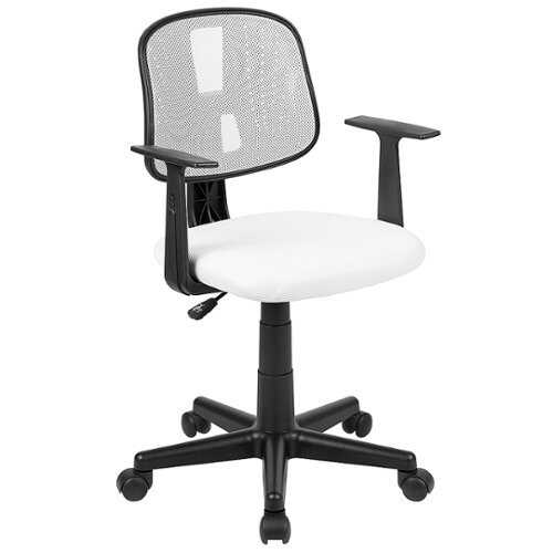 Flash Furniture - Flash Fundamentals Mid-Back Mesh Swivel Task Office Chair with Pivot Back and Arms, BIFMA Certified - White