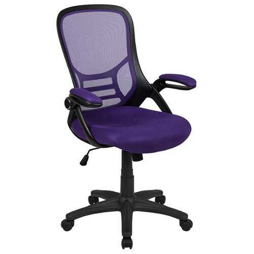 Flash Furniture - High Back Mesh Ergonomic Swivel Office Chair with Black Frame and Flip-up Arms - Purple