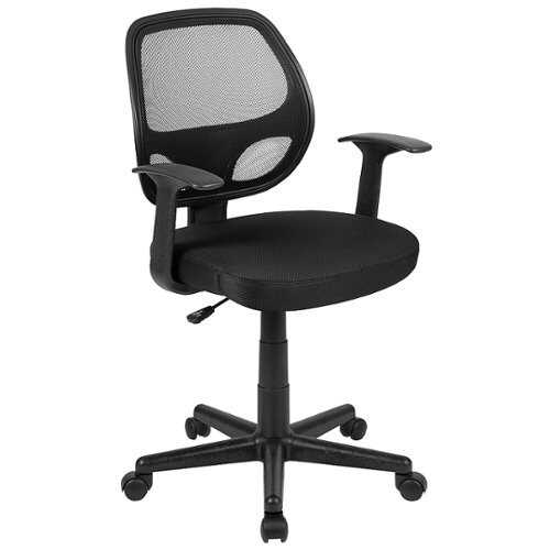 Flash Furniture - Flash Fundamentals Mid-Back Mesh Swivel Ergonomic Task Office Chair with Arms, BIFMA Certified - Black