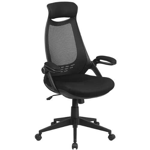 Flash Furniture - High Back Executive Swivel Office Chair with Flip-Up Arms - Black Mesh