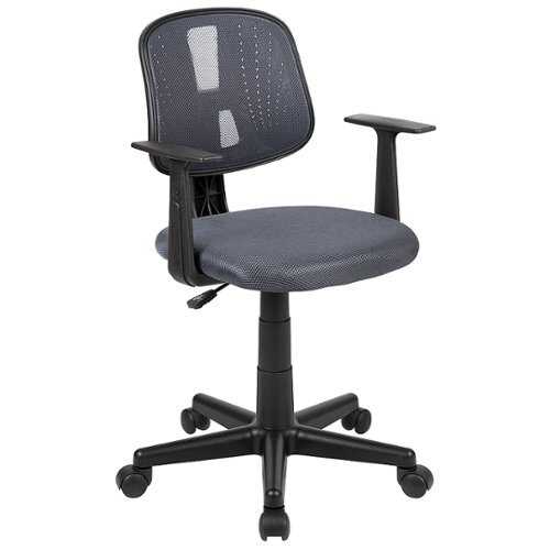 Flash Furniture - Flash Fundamentals Mid-Back Mesh Swivel Task Office Chair with Pivot Back and Arms, BIFMA Certified - Gray