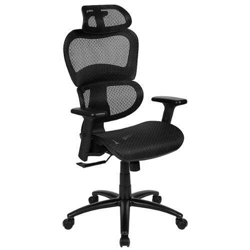 Flash Furniture - Ergonomic Mesh Office Chair-Synchro-Tilt, Headrest, Adjustable Pivot Arms - Black