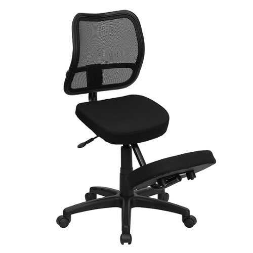 Flash Furniture - Mobile Ergonomic Kneeling Swivel Task Office Chair with Mesh Back and Fabric Seat - Black