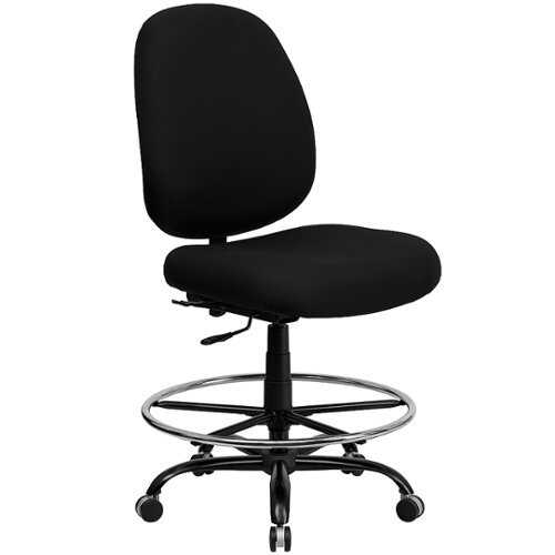 Flash Furniture - HERCULES Series Big & Tall 400 lb. Rated Fabric Ergonomic Drafting Chair with Adjustable Back Height - Black