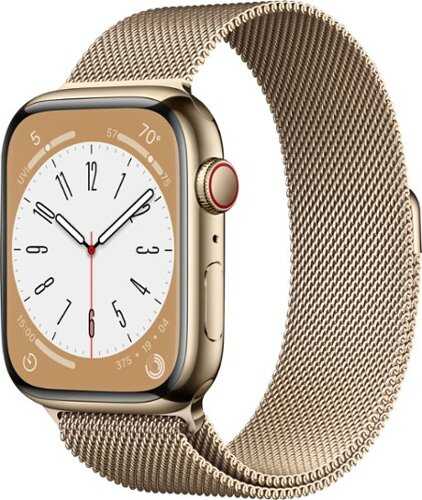 Rent to own Apple Watch Series 8 GPS + Cellular 45mm Gold Stainless Steel Case with Gold Milanese Loop - Gold (AT&T)