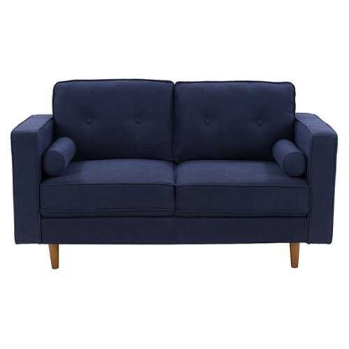 CorLiving Mulberry Fabric Upholstered Modern Loveseat - Navy Blue