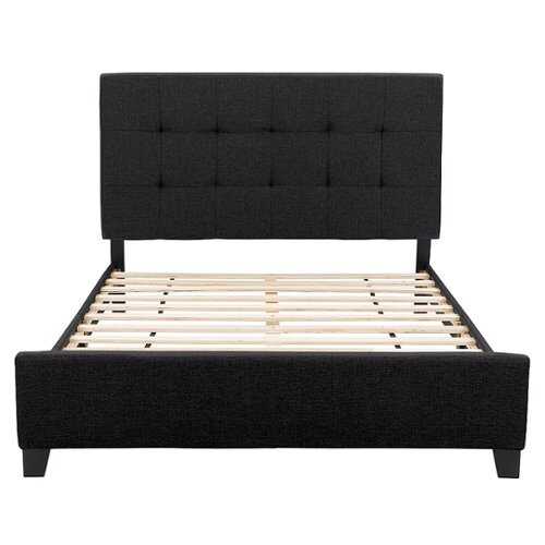 CorLiving Ellery Fabric Tufted Bed, Queen - Black