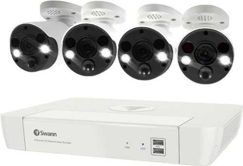 Rent to own Swann - 4K Ultra HD 4-Channel, 4-Bullet Camera Indoor/Outdoor NVR Security System - White