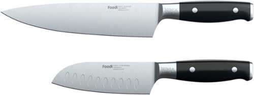 Ninja Foodi NeverDull System Premium 2-Piece German Stainless Steel Chef & Santoku Knife Set - Black