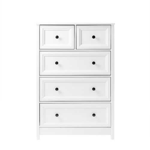 Rent to own Walker Edison - Classic Grooved 5-Drawer Dresser - White