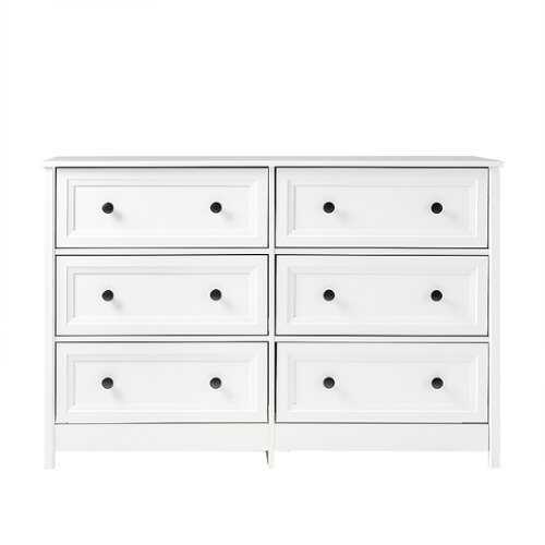 Rent to own Walker Edison - Classic Grooved 6-Drawer Dresser - White
