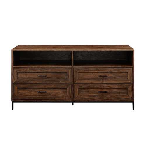 Rent to own Walker Edison - Contemporary 4-Drawer TV Stand for TVs up to 60” - Dark Walnut