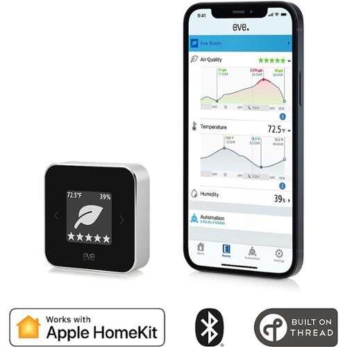 Rent to own Eve Room Indoor air quality sensor with Apple HomeKit technology, Bluetooth & Thread - Silver